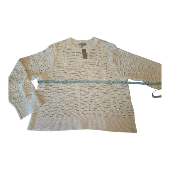 J. Crew Pointelle crewneck sweater in Antique White NEW CB900 Size XL Crop Fit - Picture 12 of 16